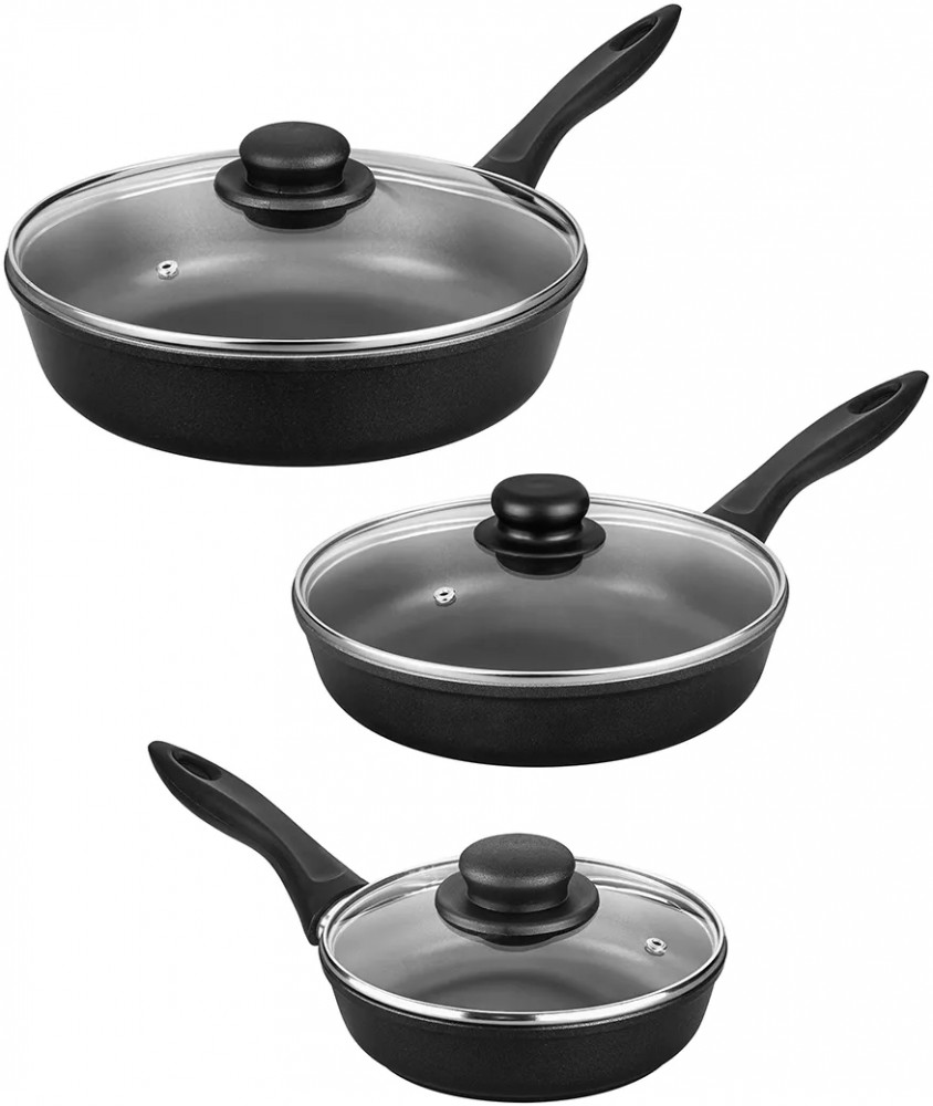 Набор посуды для приготовления из литого алюминия с крышками «Черный оникс» | Гармония вкуса | Elan Gallery
