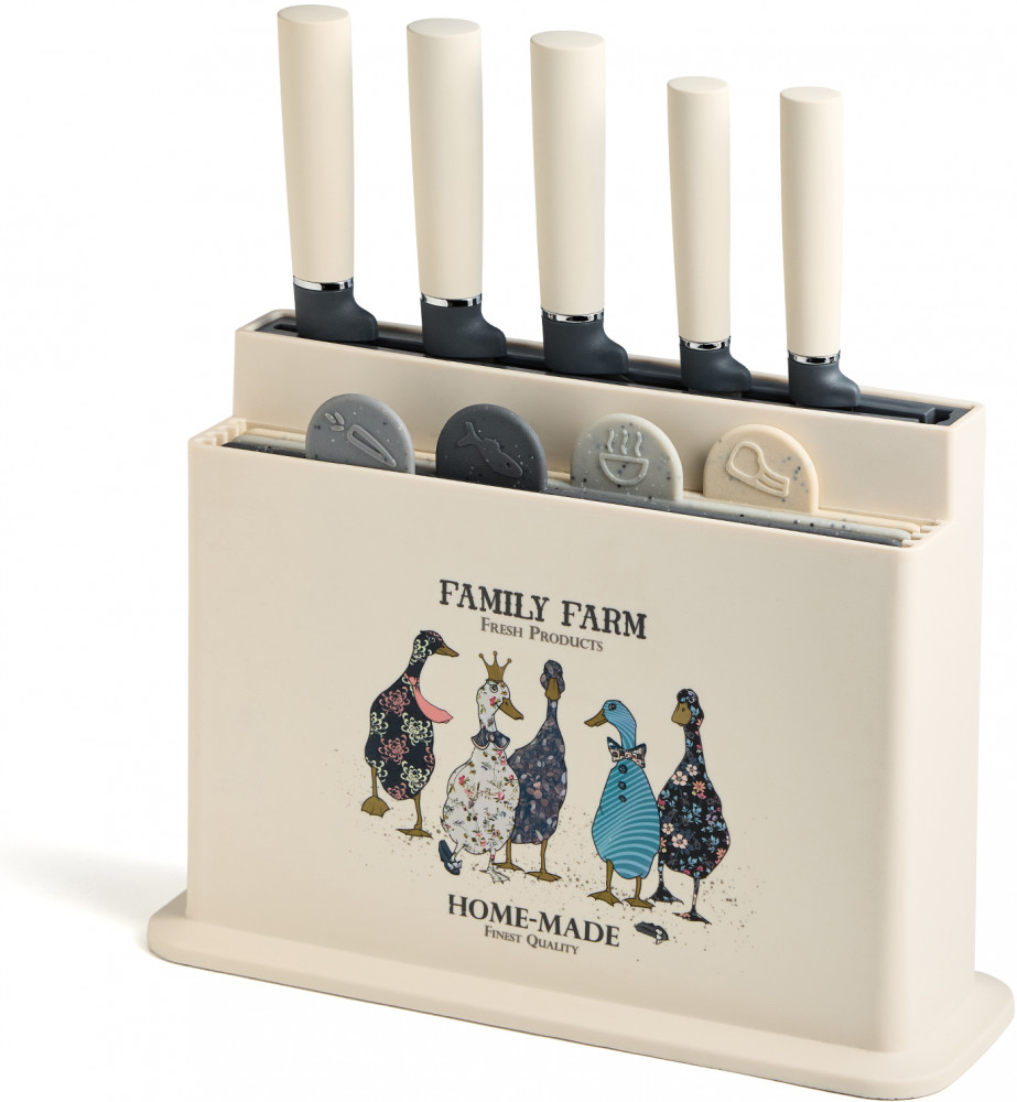 Набор ножей и разделочных досок на подставке «Family Farm» | Family farm | Agness
