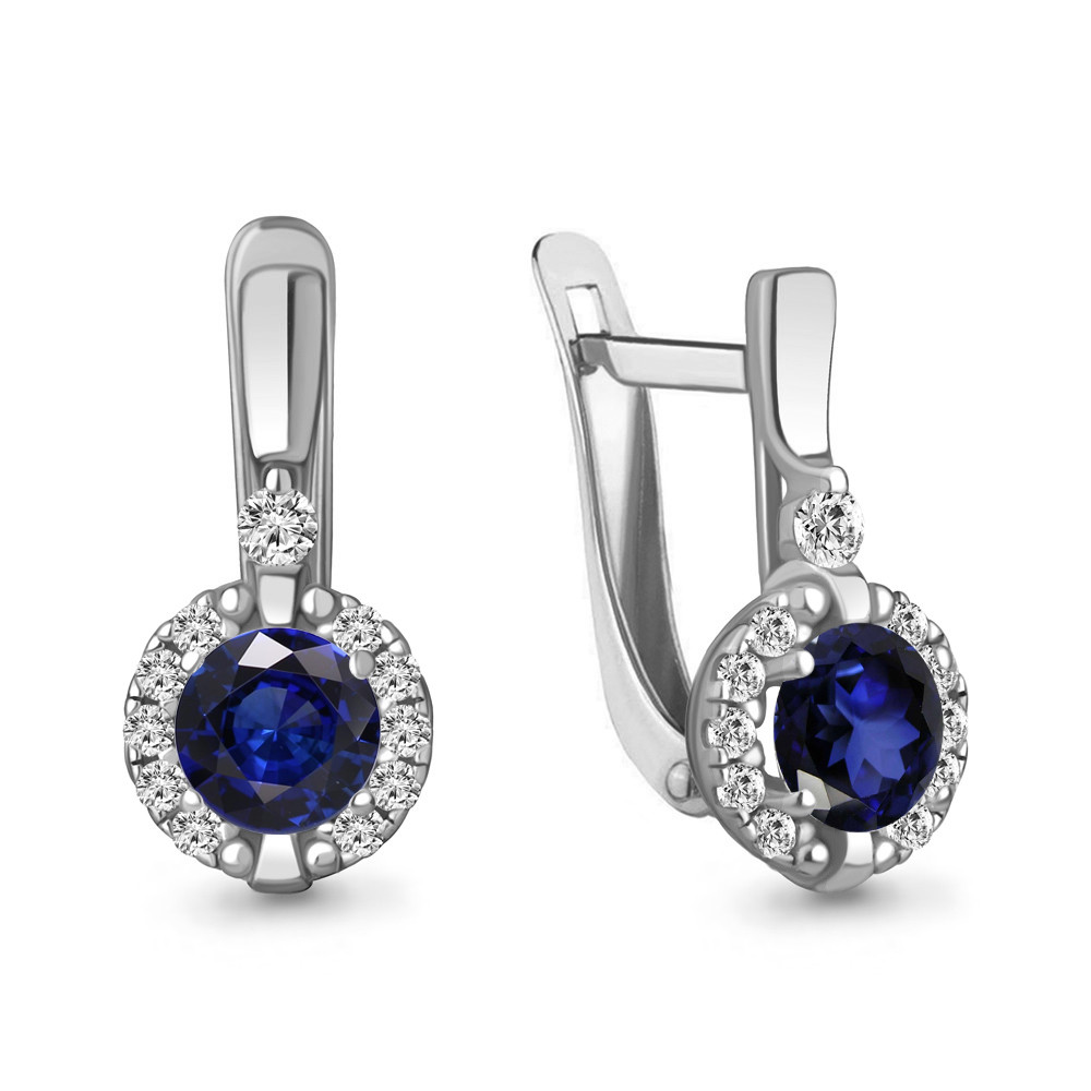 Серьги из серебра с наносапфирами и фианитами | Aquamarine