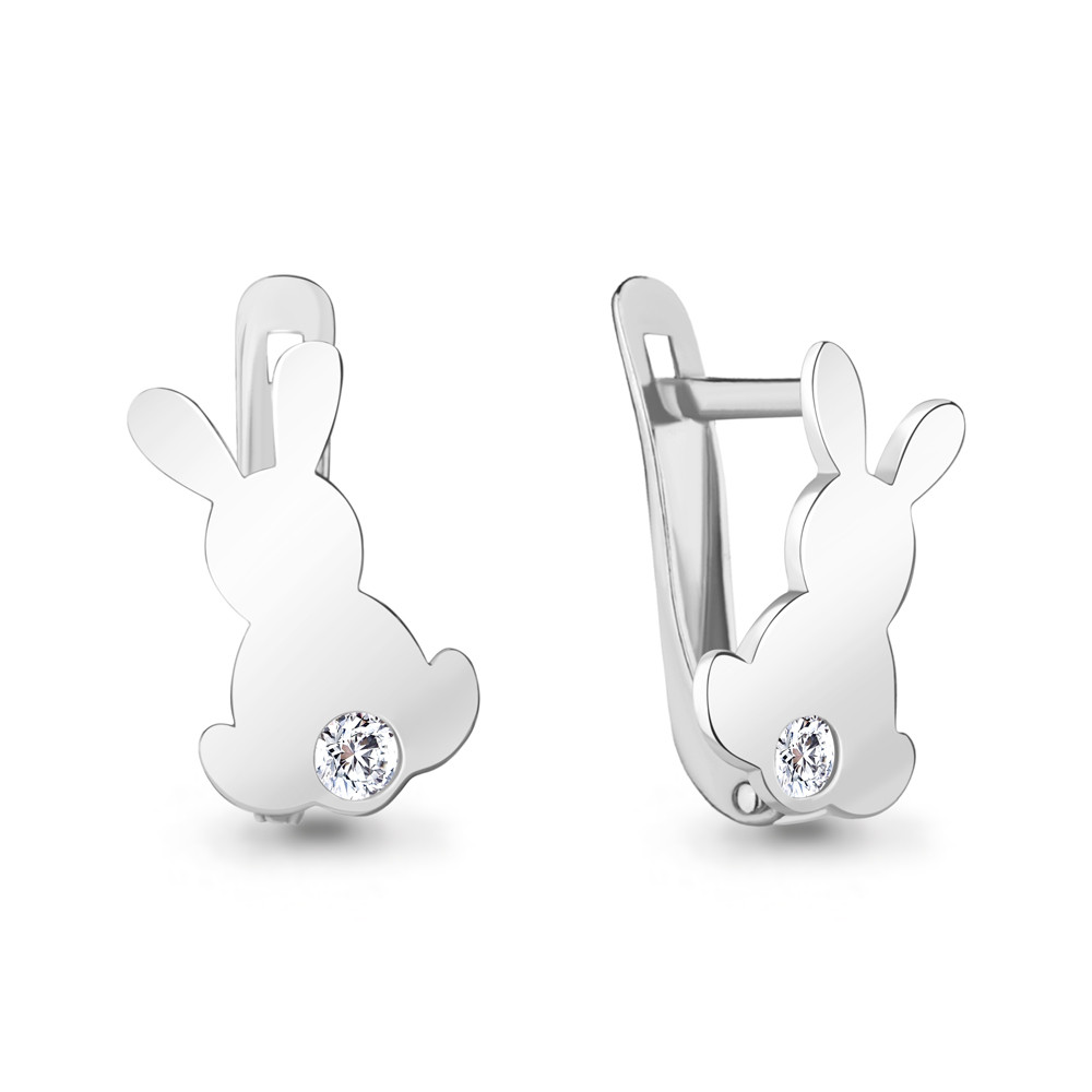 Серьги из серебра с фианитами | Happy | Aquamarine