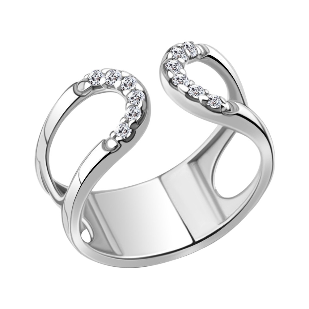 Кольцо на вторую фалангу из серебра с фианитами | Aquamarine