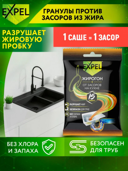 Средство для устранения засоров от жира и пищевых остатков «Жирогон»