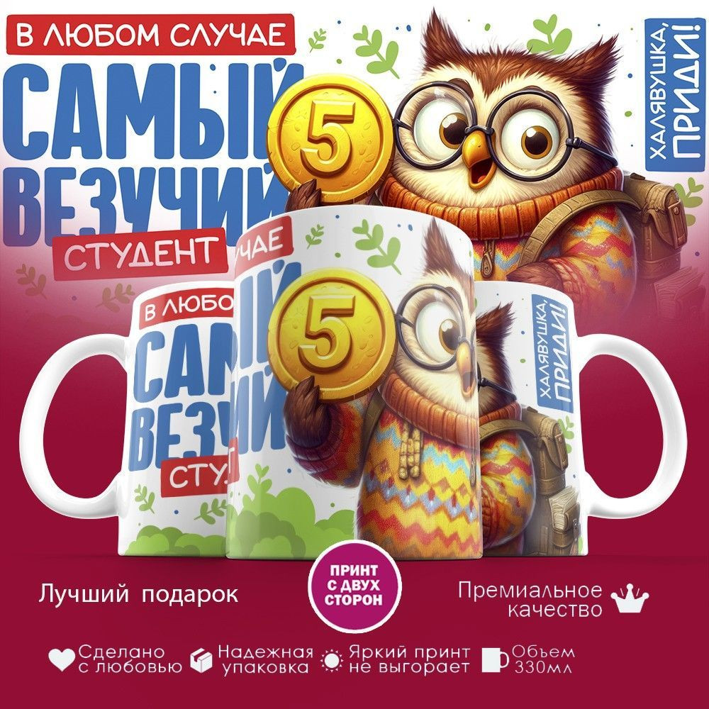 Кружка с принтом «В любом случае самый везучий студент» | TopPoshiv