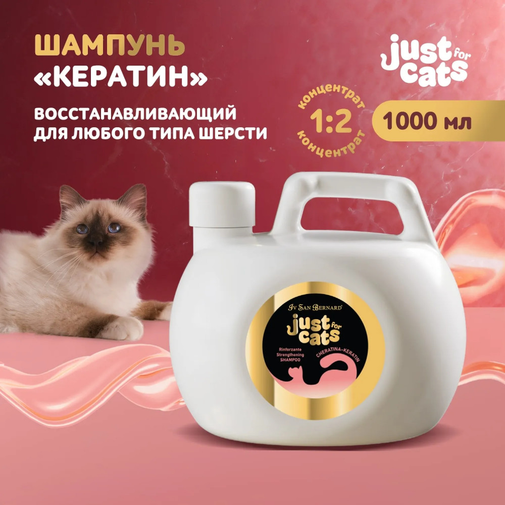 Шампунь для кошек восстанавливающий «Keratin» | Just for cats | Iv San Bernard