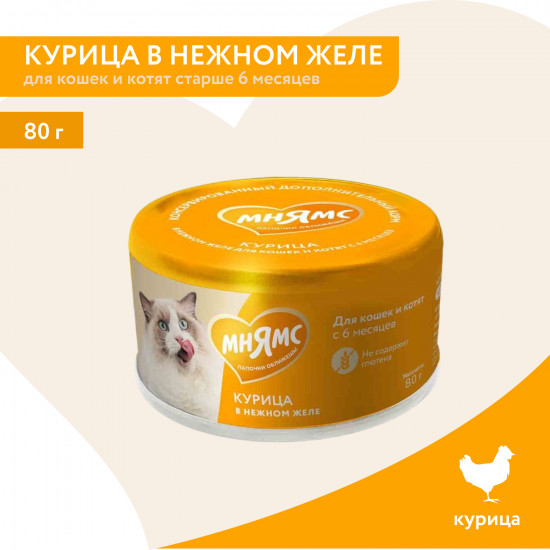 Корм влажный дополнительный для кошек «Курица в нежном желе»