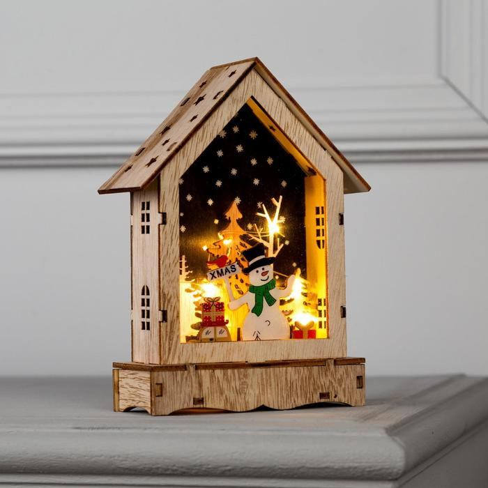 Фигура светодиодная «Дом со снеговиком» | Luazon Lighting