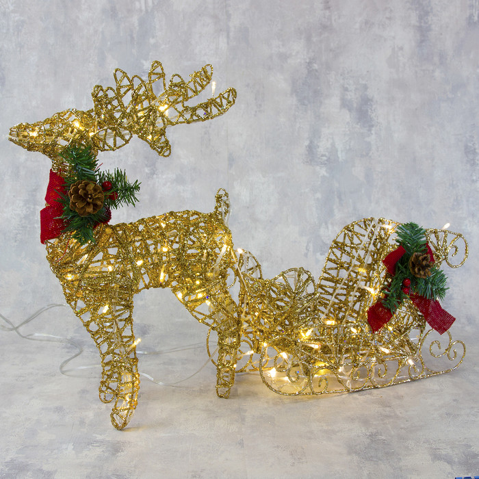 Фигура светодиодная «Олень с санями» | Luazon Lighting