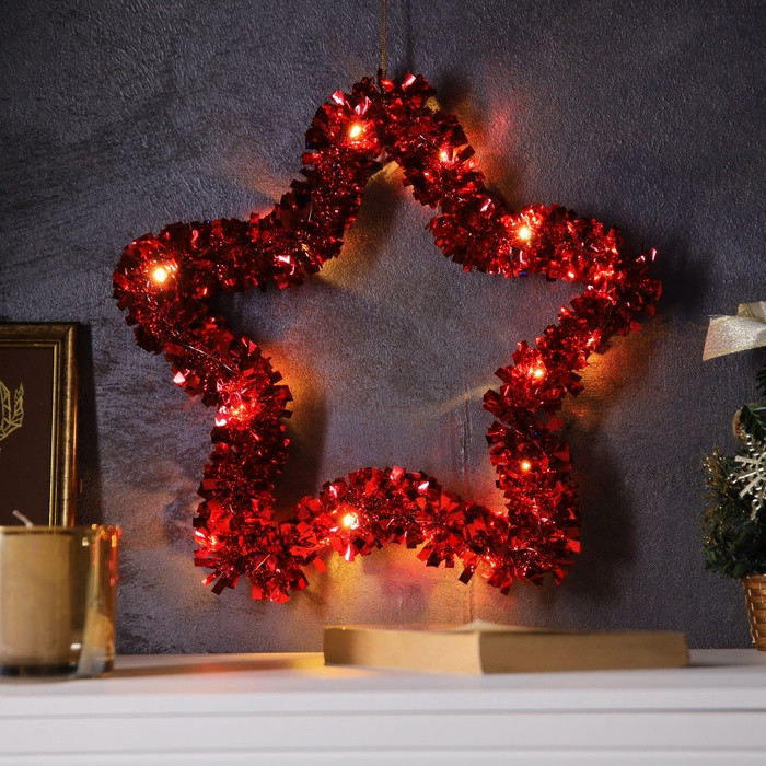 Фигура светодиодная из мишуры «Звезда красная» | Luazon Lighting
