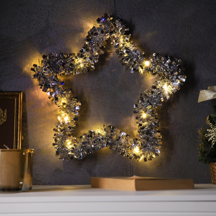 Фигура светодиодная из мишуры «Звезда красная» | Luazon Lighting