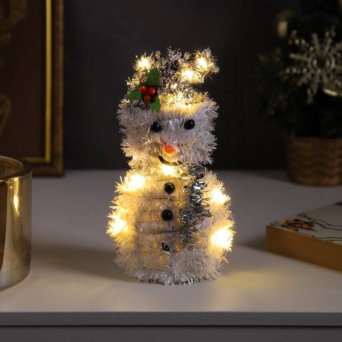 Фигура светодиодная из мишуры «Снеговик в серебристом» | Luazon Lighting