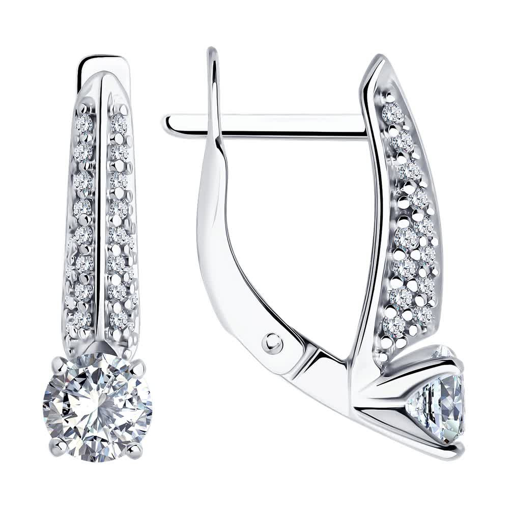 Серьги из серебра с фианитами | Diamant