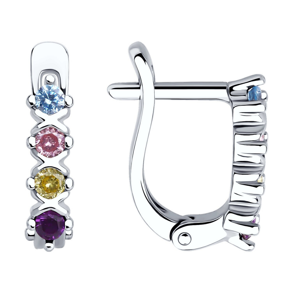 Серьги из серебра с фианитами | Diamant