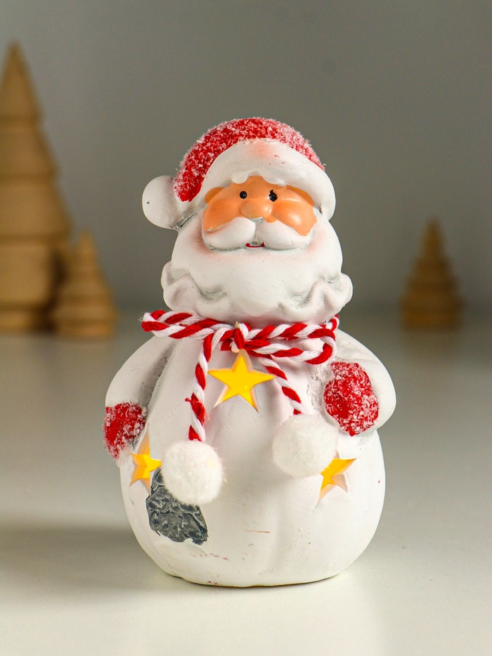 Фигурка светящаяся «Дед Мороз в шубке с помпонами»