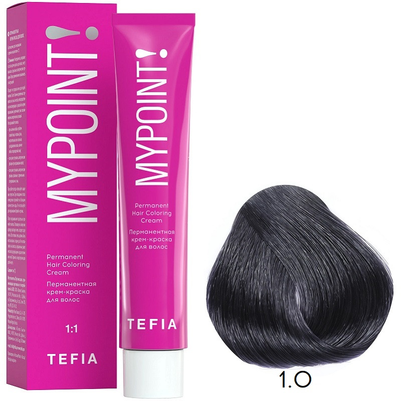 Крем-краска для волос, оттенок 1.0 Черный | Mypoint | Tefia
