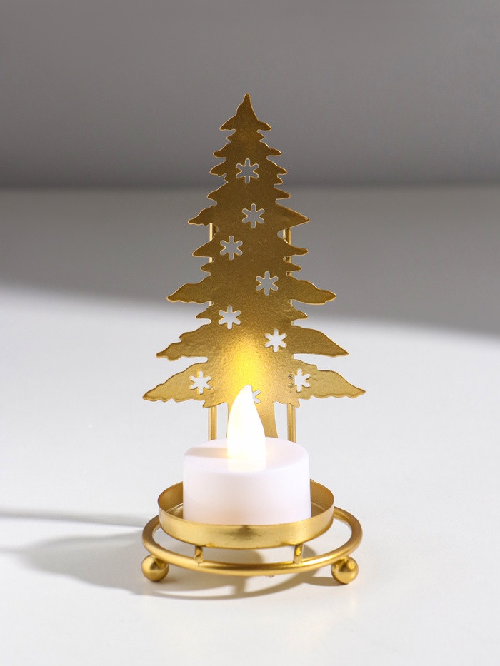 Подсвечник на 1 свечу «Ёлочка со звёздами»