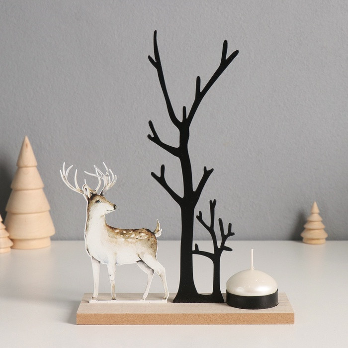 Подсвечник на 1 свечу «Олень у дерева»