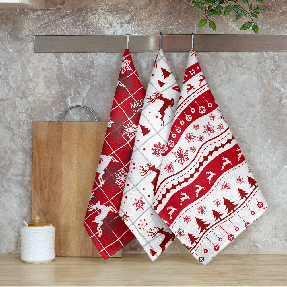 Набор полотенец «Рождественские олени» | Самойловский Текстиль