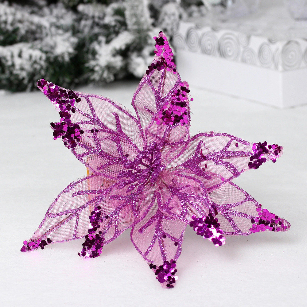 Украшение новогоднее «Пуансеттия — Искристый цветок» | Серпантин