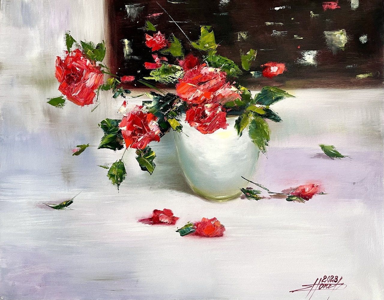 Картина маслом «Розы и свет» | Good Vibes Art