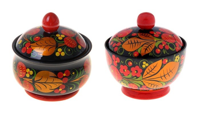 Сахарница, хохлома, в ассортименте | Хохломская роспись