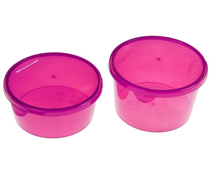 Набор контейнеров пищевых с крышками, круглые, малиновые | Браво | Plastic Centre