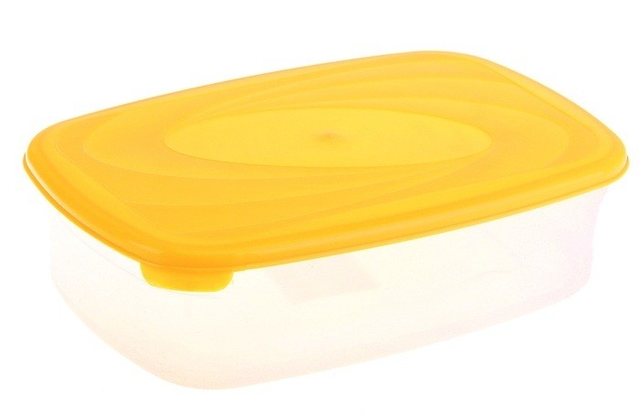 Контейнер с крышкой для СВЧ (1,2 л) прямоугольный, лимон | Galaxy | Plastic Centre