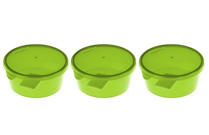 Набор контейнеров пищевых с крышками, круглые, зеленые | Браво | Plastic Centre