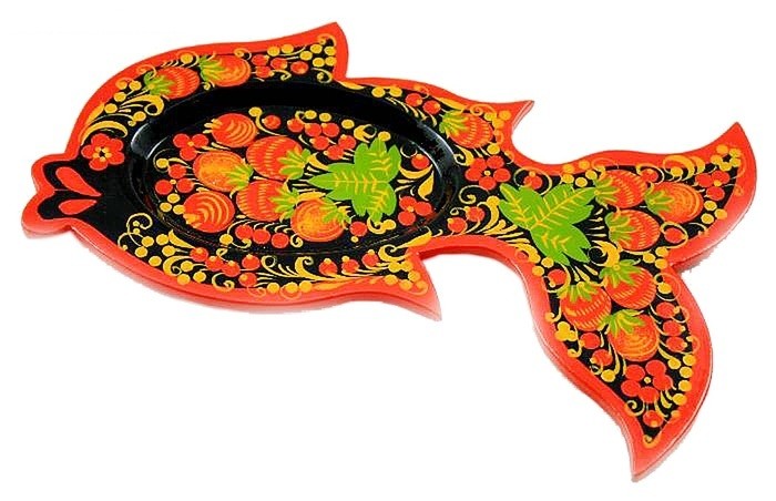 Блюдо «Икорница - Рыбка», хохлома | Хохломская роспись