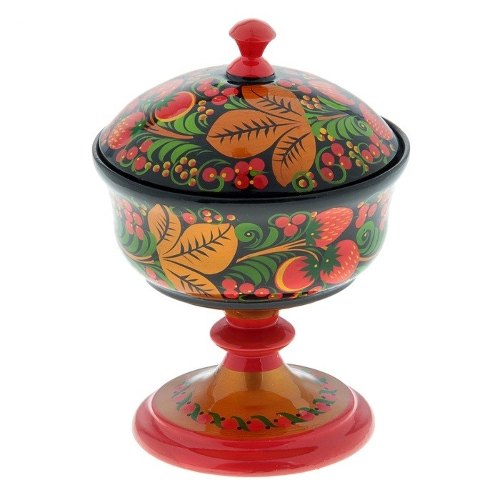 Конфетница с крышкой, хохлома | Хохломская роспись