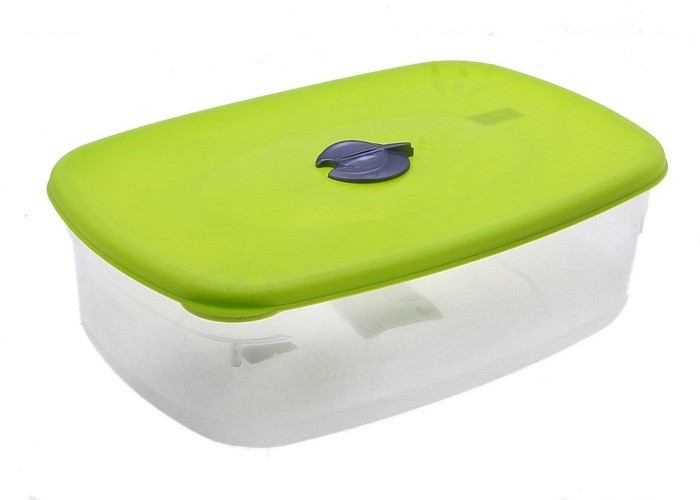 Контейнер с крышкой для СВЧ (1,6 л) прямоугольный, лайм | Часики | Plastic Centre