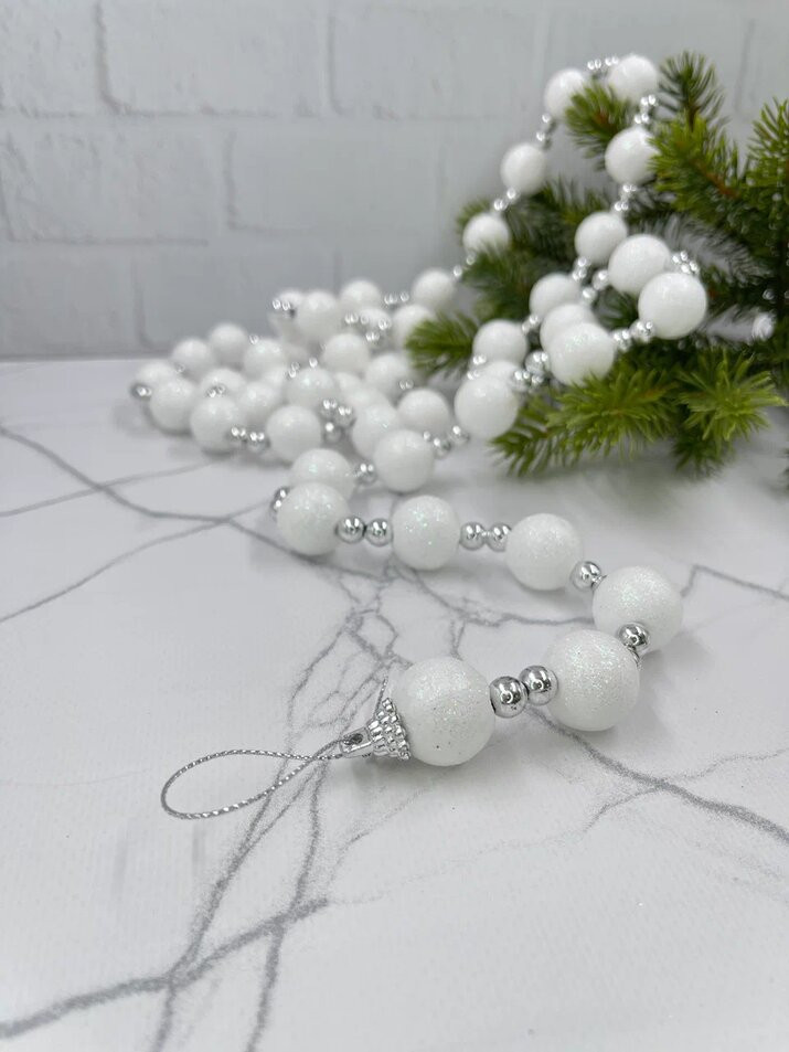 Гирлянда декоративная из шариков с бусинами | Christmas DeLuxe