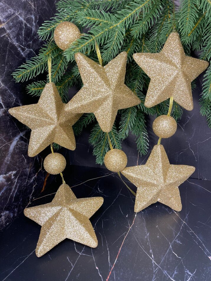 Гирлянда декоративная из звезд с шариками «Звездопад» | Christmas DeLuxe