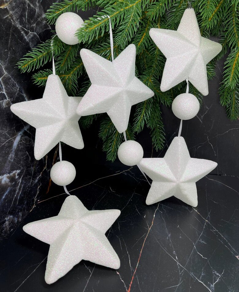 Гирлянда декоративная из звезд с шариками «Звездопад» | Christmas DeLuxe