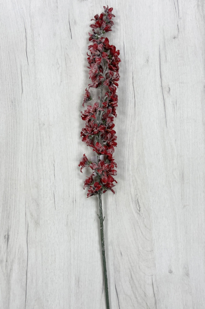 Декоративное интерьерное украшение «Заснеженная ветка с красными цветами» | Christmas DeLuxe