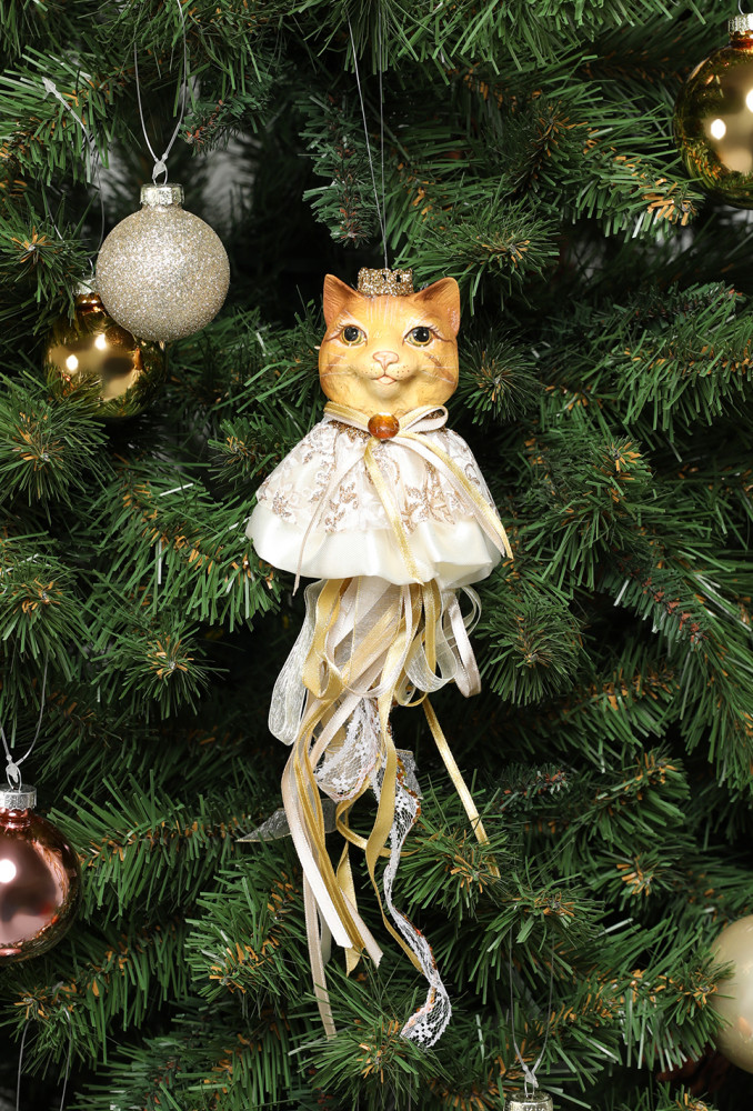 Ёлочная игрушка «Кошка-принцесса с лентами» | Премиум | Christmas DeLuxe