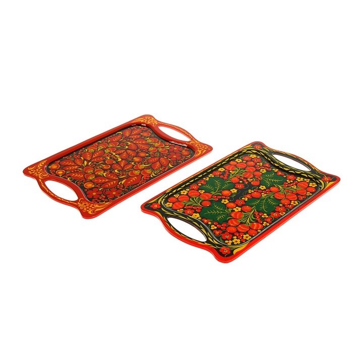 Поднос прямоугольный, хохлома, цвет в ассортименте | Хохломская роспись