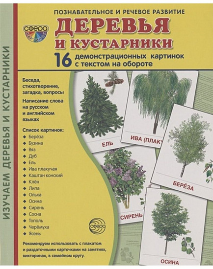 Демонстрационные картинки "Деревья и кустарники" (173х220 мм)