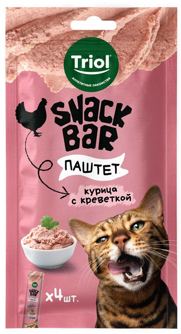 Лакомства для кошек «Паштет из курицы с креветкой» | Snack Bar | Triol