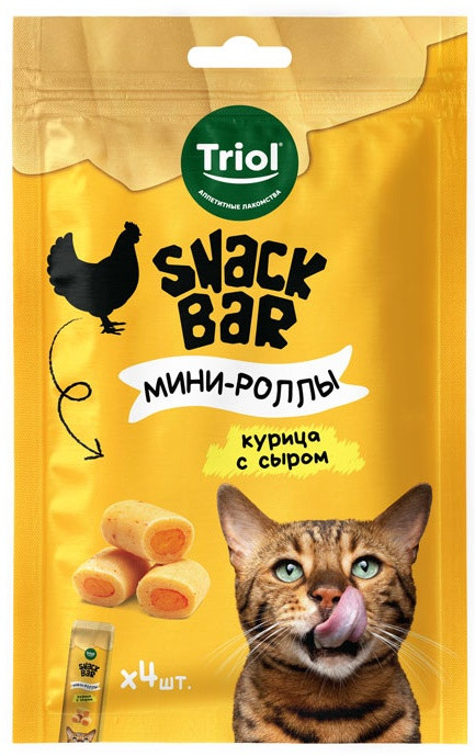 Лакомства для кошек «Роллы со вкусом курицы с сыром» | Snack Bar | Triol