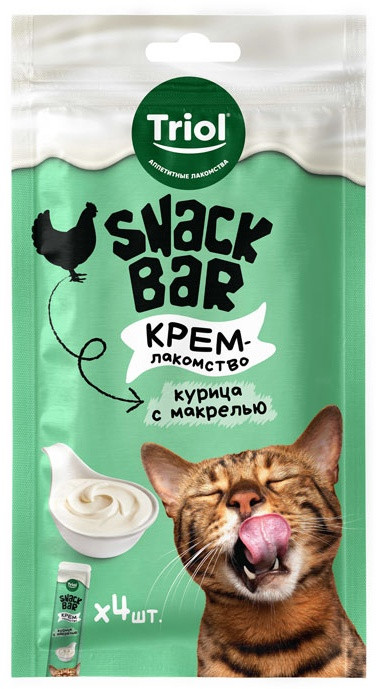 Лакомство для кошек «Крем из курицы с макрелью» | Snack Bar | Triol