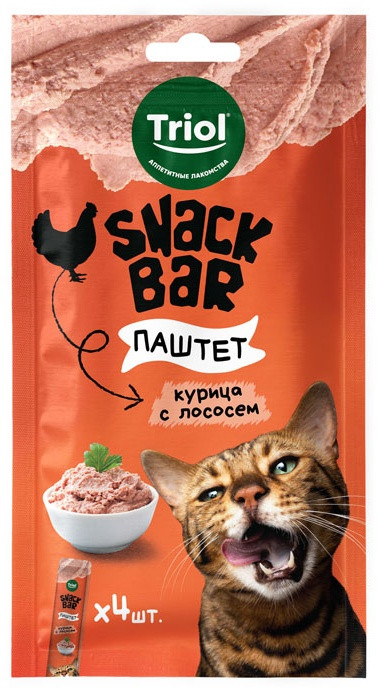 Лакомства для кошек «Паштет из курицы с лососем» | Snack Bar | Triol