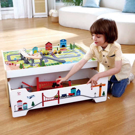 Большой игровой набор со столом для хранения «Железная дорога»