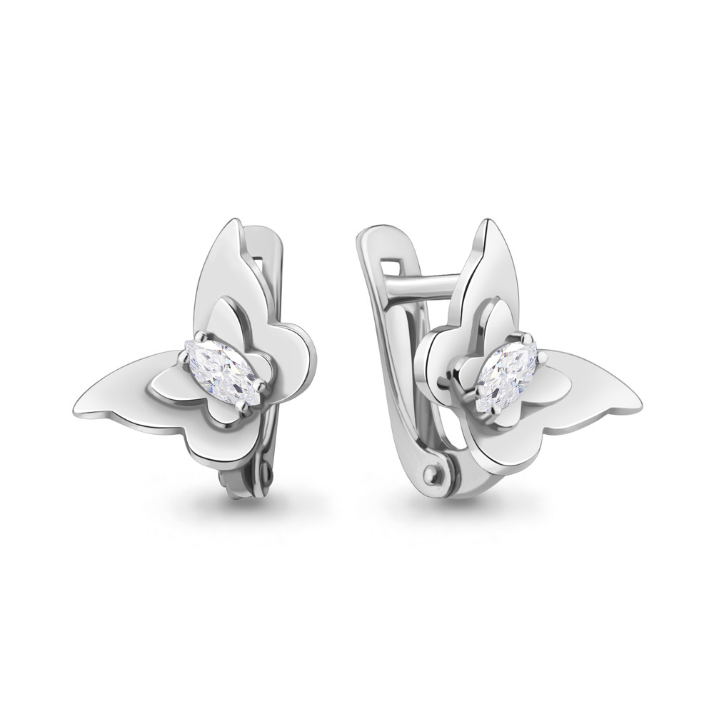 Серьги из серебра с фианитами | Aquamarine