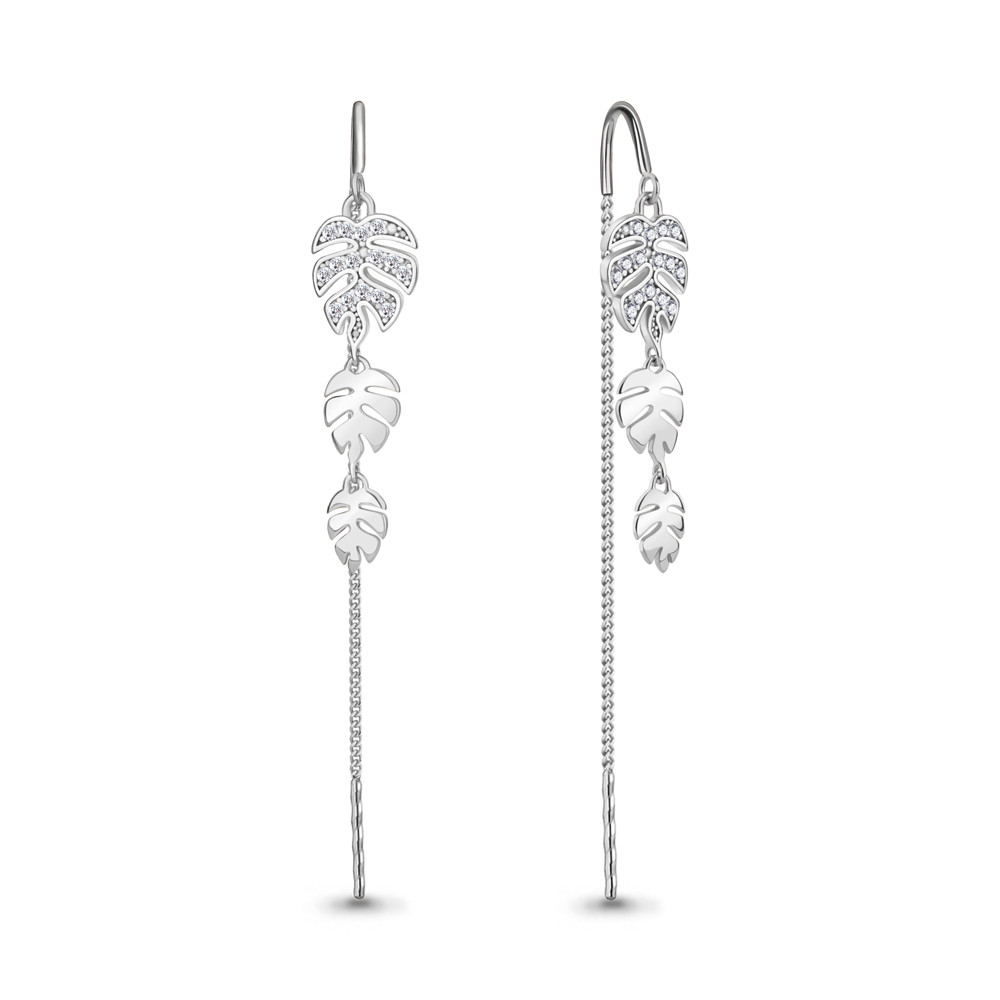 Серьги из серебра с фианитами | Aquamarine