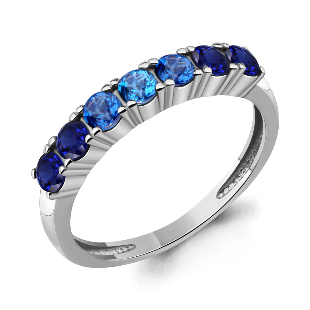 Кольцо из серебра с наносапфирами и нанотопазом | Aquamarine