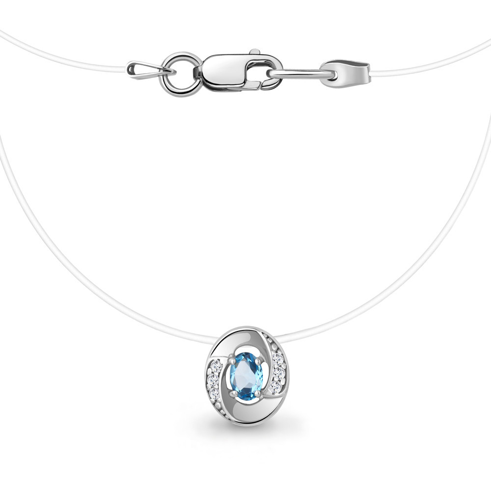 Колье из серебра с фианитами и топазом | Aquamarine