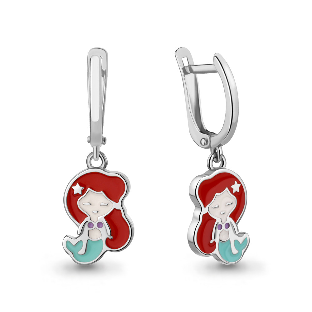 Серьги из серебра с эмалью | Happy | Aquamarine