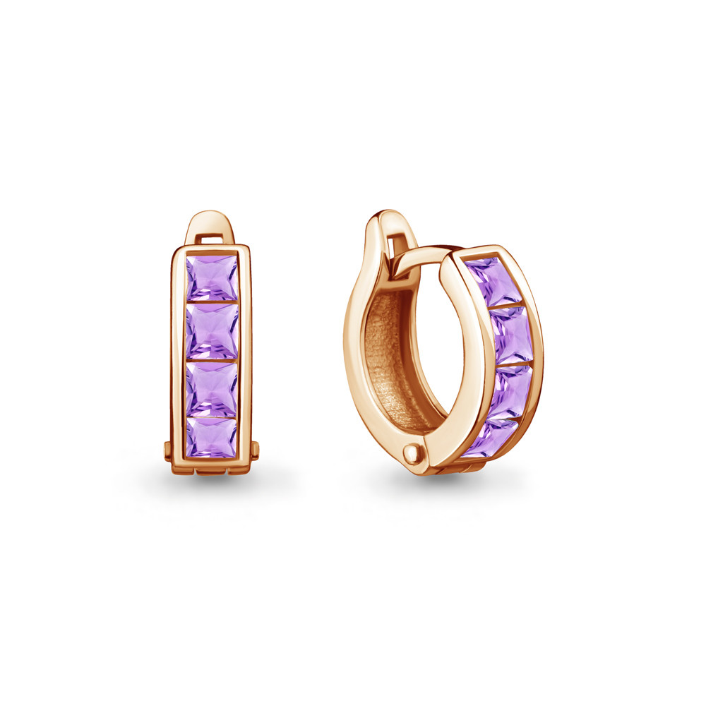 Серьги из золоченного серебра с фианитами | Aquamarine