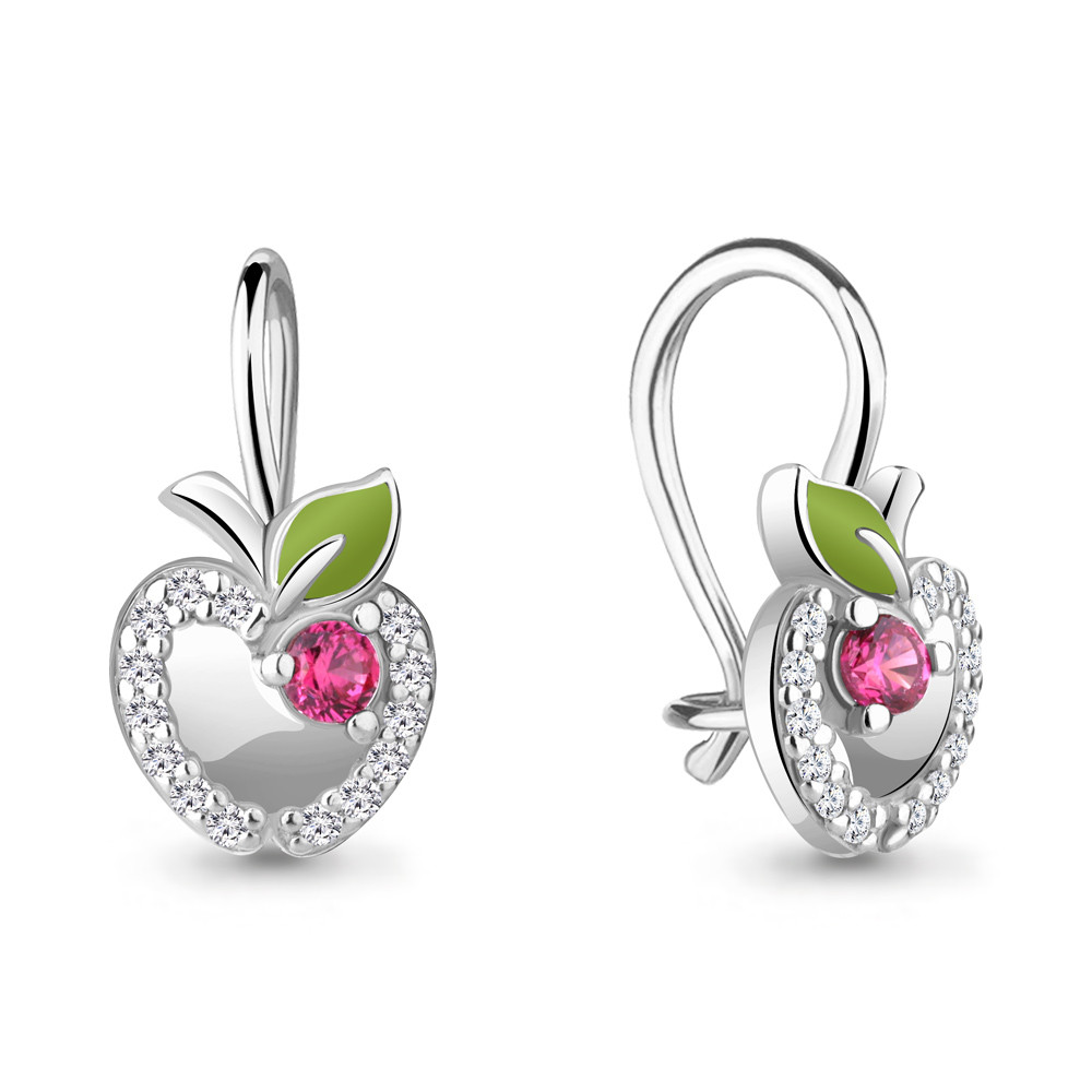 Серьги из серебра с корундами, фианитами и эмалью | Happy | Aquamarine