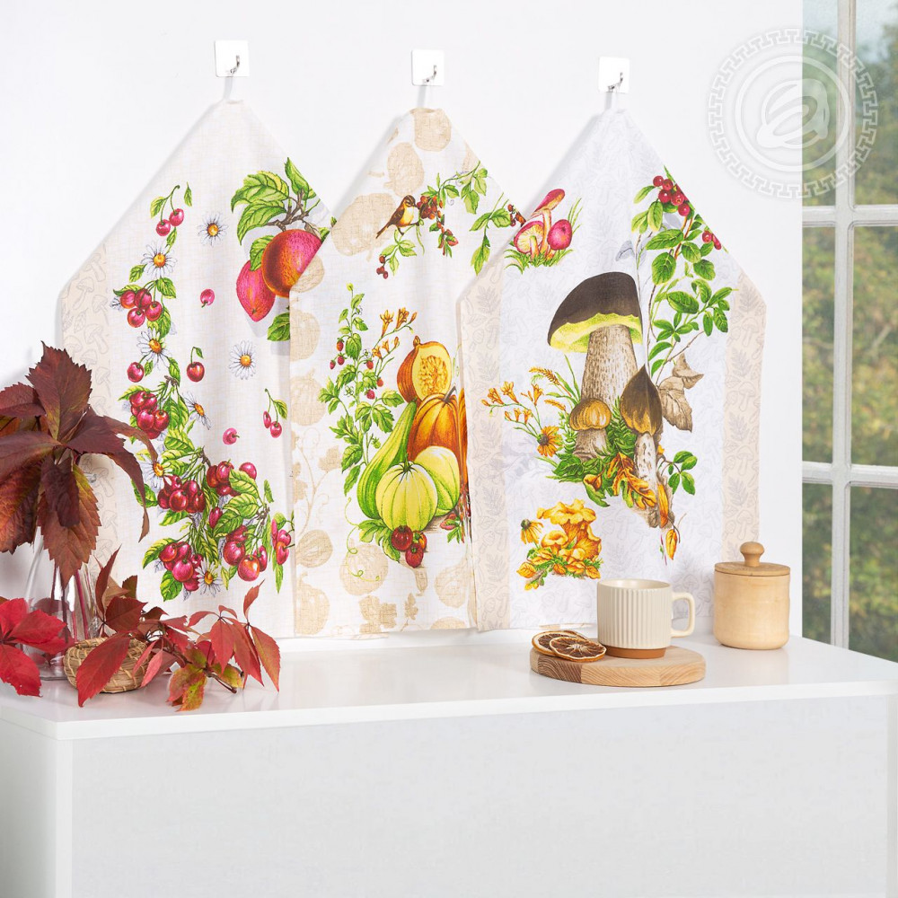 Комплект полотенец «Дары осени» | Полотенца из рогожки | АртДизайн